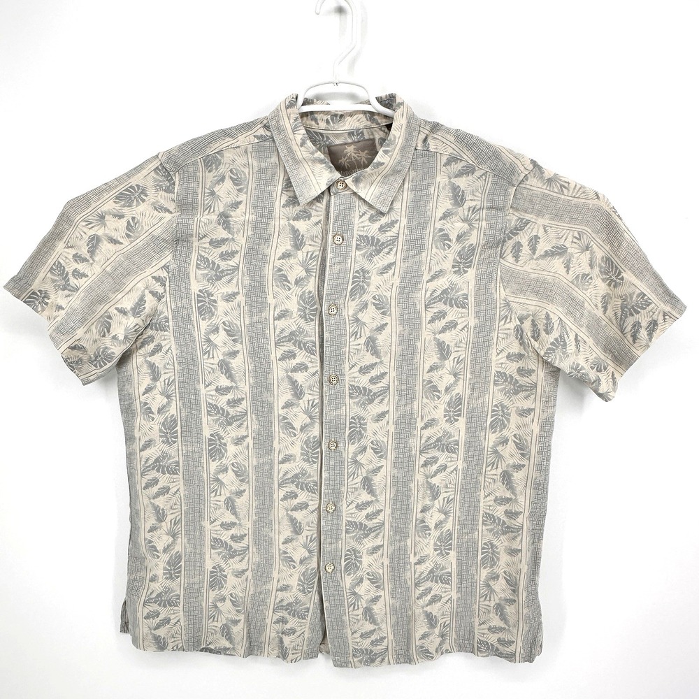 Margaritaville Shirt Men's XL Button Up White And Blue Hawaiian Floral Tropical